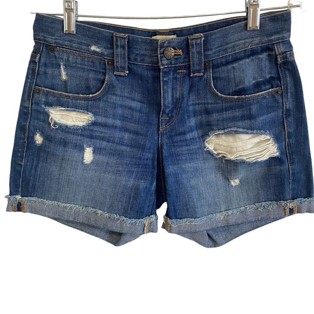 J CREW Distressed Mid Rise Jean Shorts